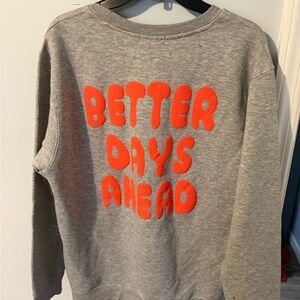 PrettyLittleThing Gray Sweater with Orange Text